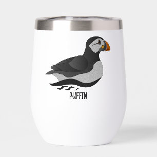 Adorable Atlantic Puffin Swimming Cartoon Thermal Wine Tumbler
