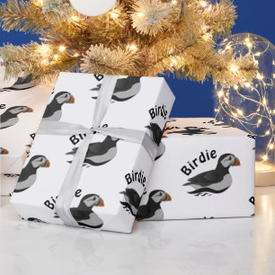 Adorable Atlantic Puffin Swimming Cartoon Wrapping Paper