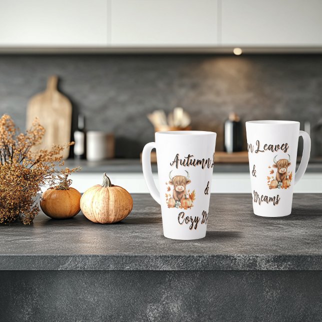 Adorable Autumn Highland Cow Latte Mug (Creator Uploaded)