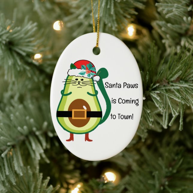 Adorable Avocado Couple Ornament, Customizable  Ceramic Ornament (Tree)