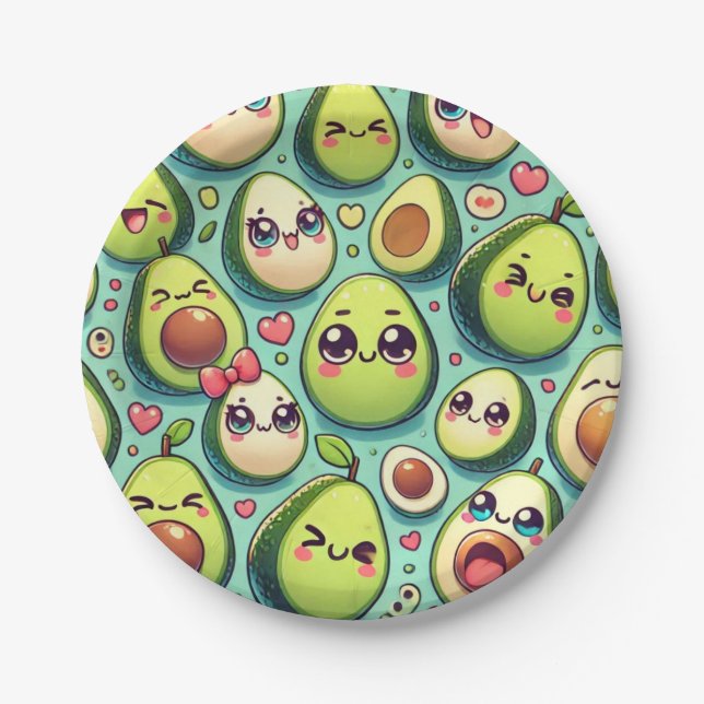 Adorable Avocados Paper Plates (Front)