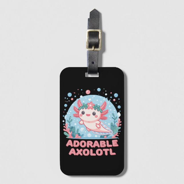 Adorable Axolotl Aquatic Cuteness Luggage Tag (Front Vertical)
