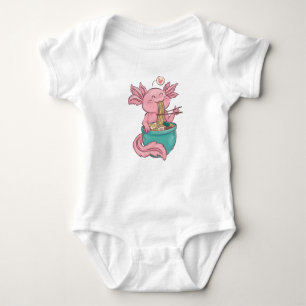 Adorable Axolotl Eating Ramen Baby Bodysuit