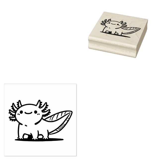 Adorable Axolotl  Rubber Stamp (Stamped)