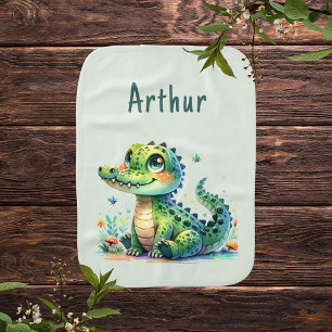 Adorable Baby Alligator  Burp Cloth