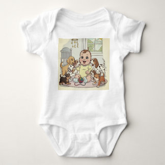 "Adorable Baby and Dogs Cartoon Baby Baby Bodysuit