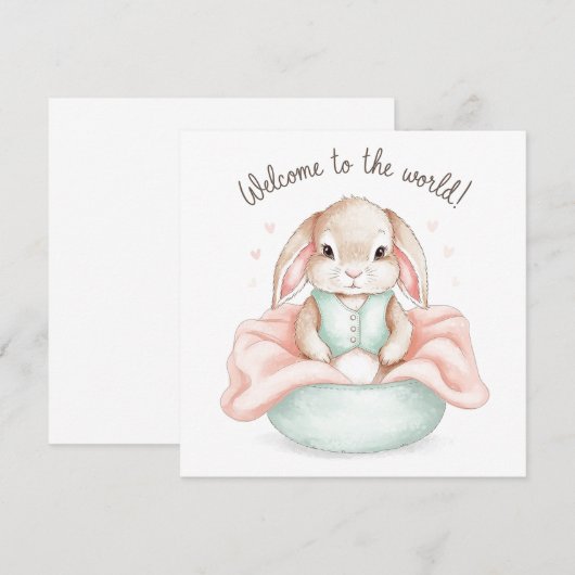 Adorable Baby Animal Illustration Newborn Greeting (Front/Back)