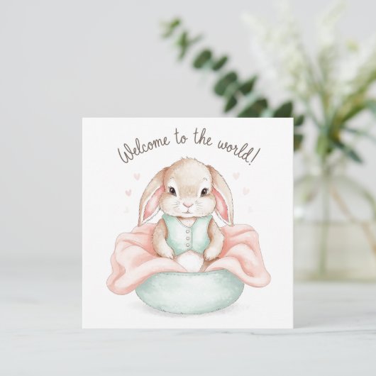 Adorable Baby Animal Illustration Newborn Greeting (Standing Front)