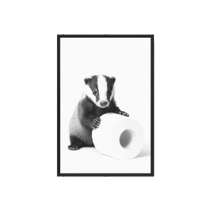 Adorable Baby Badger Holding Toilet Paper Cute Canvas Print