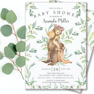 Adorable Baby Bear and Mom Baby Shower Invitation
