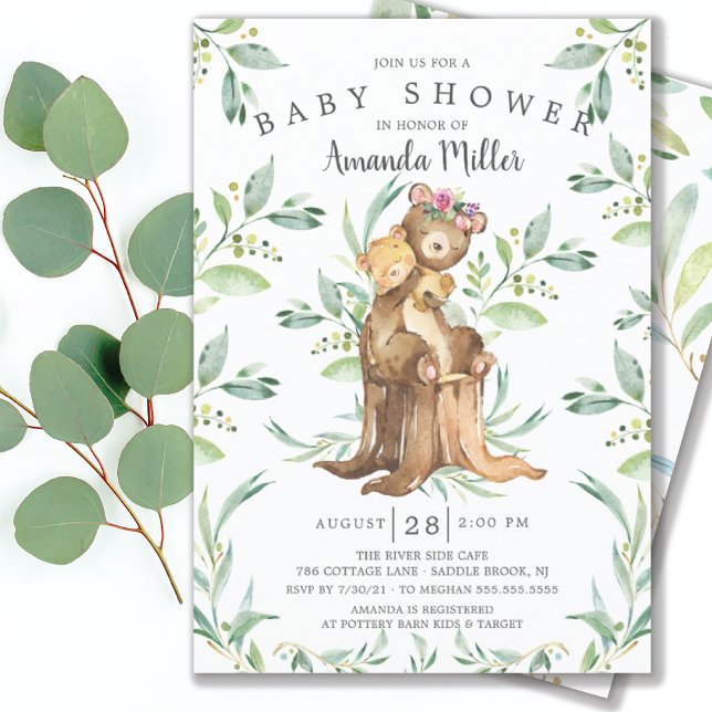 Adorable Baby Bear and Mom Baby Shower Invitation (Creator Uploaded)