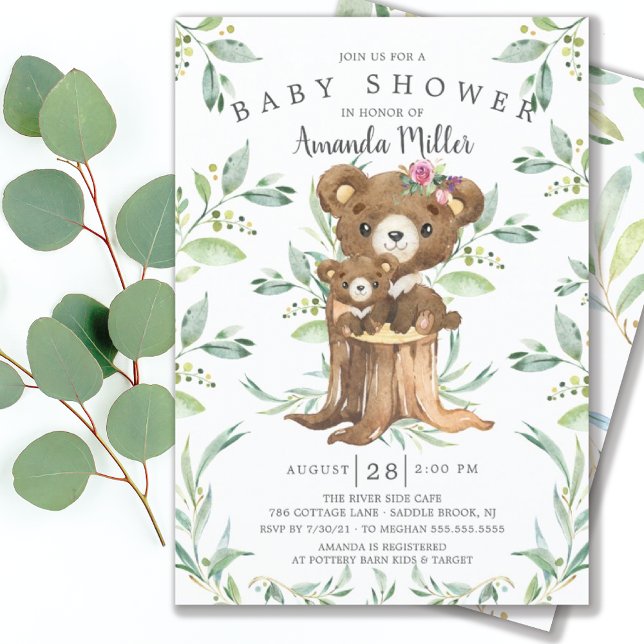 Adorable Baby Bear and Mom Baby Shower Invitation (Creator Uploaded)