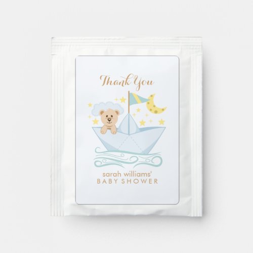 Adorable Baby Bear in Paper Boat Baby Shower Tea Bag Drink Mix