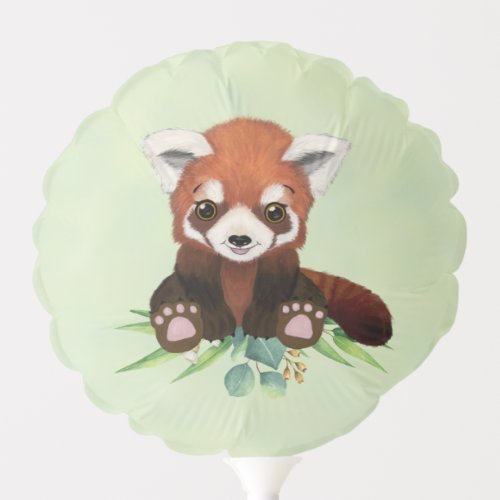 Adorable Baby Bear Red Panda Greenery Baby Shower Balloon