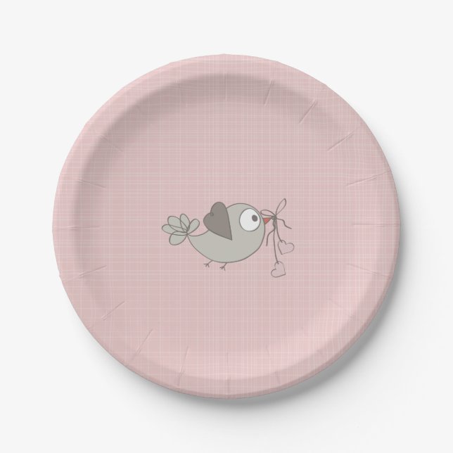 Adorable Baby Bird | Baby Shower Paper Plates (Front)