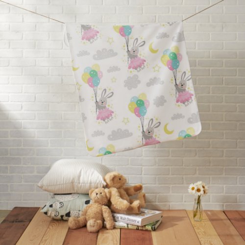Adorable Baby Blanket with a Flying Bunny 