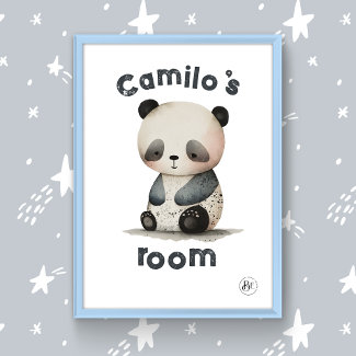 Adorable Baby Blue Panda Bear Nursery Poster