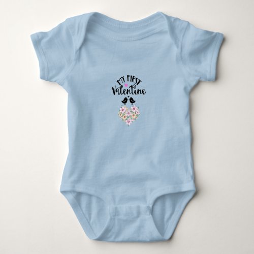 Adorable  Baby Boys First Valentines Day Blue Baby Bodysuit