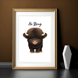 Adorable Baby Buffalo Wall Art Print for Nursery