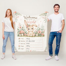 Adorable Baby Bunny Design with Birth Details Fiel