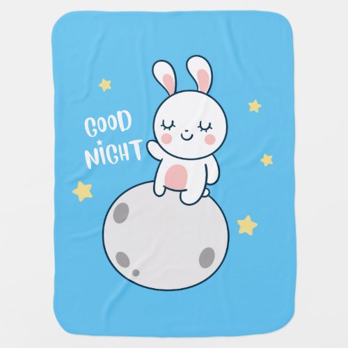 Adorable Baby Bunny Good Night Baby Blanket