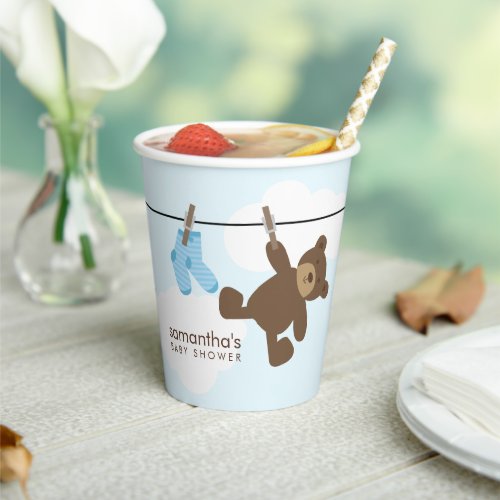 Adorable Baby Clothesline Boy Baby Shower Paper Cups