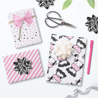 Adorable Baby Cow Coordinating Set of Wrapping Paper Sheets