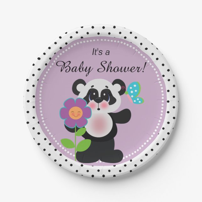Adorable Baby Custom Panda Bear Paper Plates (Front)