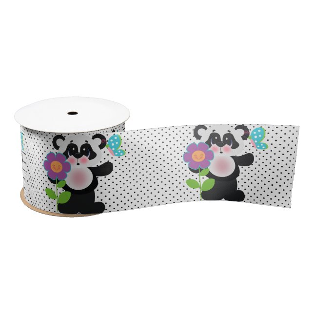 Adorable Baby Custom Panda Bear Satin Ribbon (Spool)