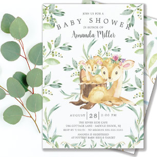 Adorable Baby Deer and Mom Baby Shower Invitation