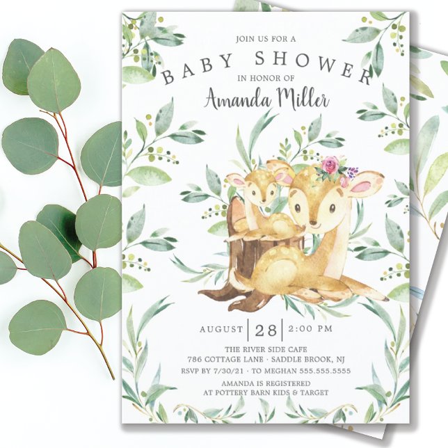 Adorable Baby Deer and Mom Baby Shower Invitation (Creator Uploaded)
