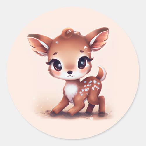 Adorable Baby Deer Classic Round Sticker