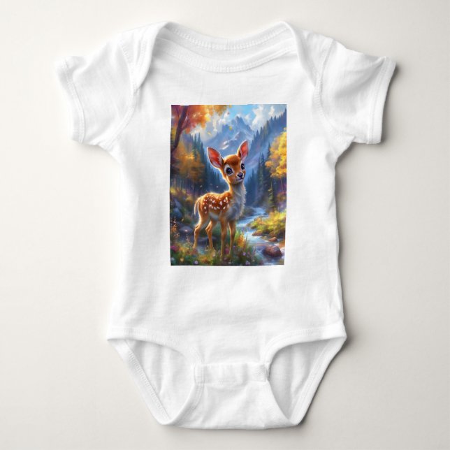 Adorable Baby Deer in an Enchanted Forest Bodysuit (Front)