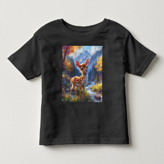 Adorable Baby Deer in an Enchanted Forest Toddler T-shirt (Front)