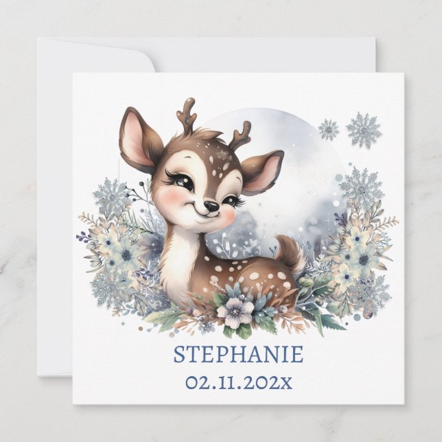 Adorable Baby deer winter themed Personalized  Invitation (Front)