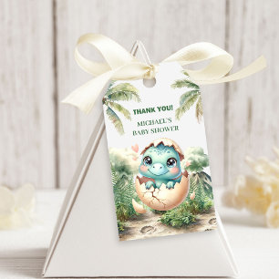 Adorable Baby Dino Hatching Soon Gift Tags Shower