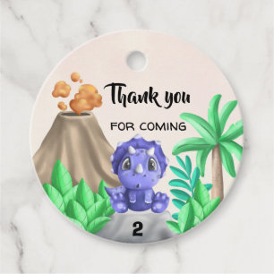Adorable Baby Dinosaur Birthday Party Favor Tags