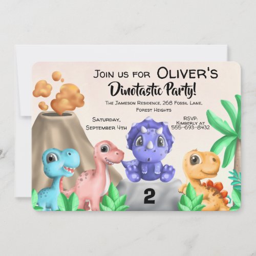 Adorable Baby Dinosaurs Birthday  Invitation