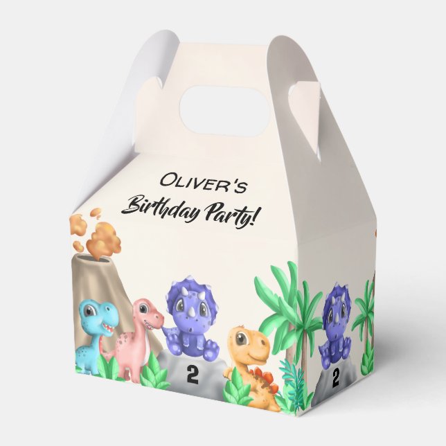 Adorable Baby Dinosaurs Birthday Party Favor Box (Back Side)