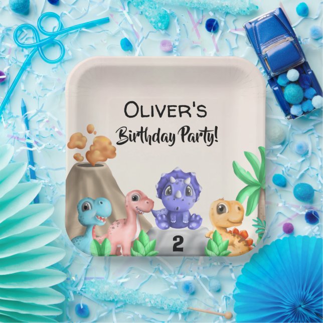 Adorable Baby Dinosaurs Birthday Party Paper Plates (Party)