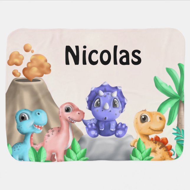 Adorable Baby Dinosaurs Blanket (Horizontal)