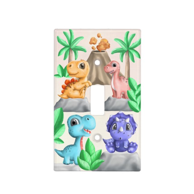 Adorable Baby Dinosaurs Light Switch Cover (Front)