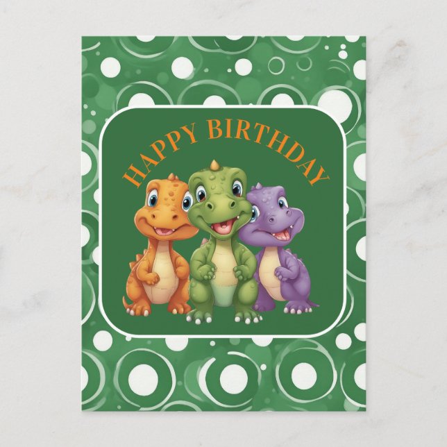 Adorable Baby Dinosaur's Party Postcard (Front)
