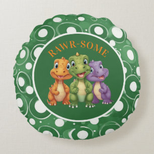 Adorable Baby Dinosaur's Party Round Pillow