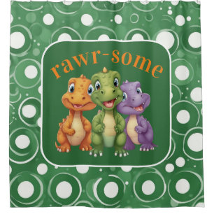 Adorable Baby Dinosaur's Party Shower Curtain