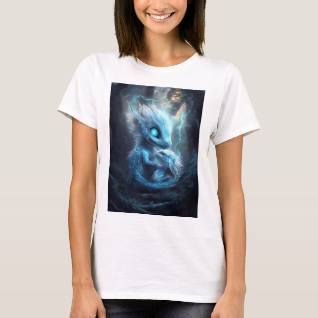 Adorable Baby Dragon in an Enchanted Forest T-Shirt (Front)