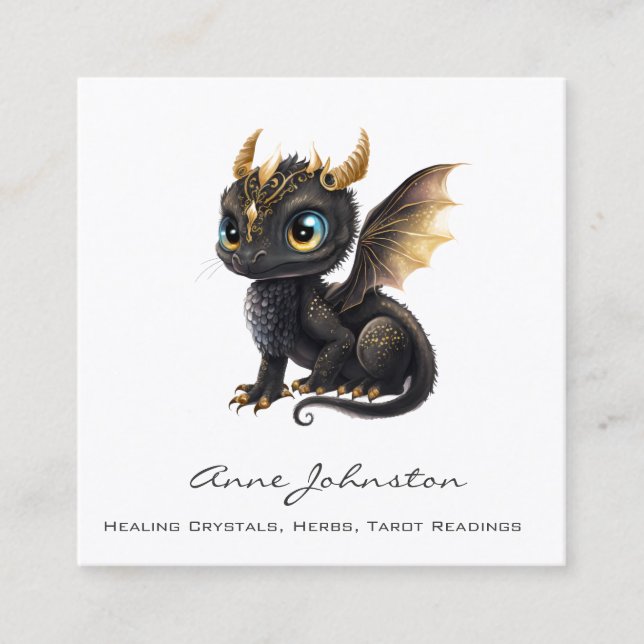Adorable Baby Dragon Square Business Card (Front)