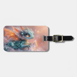 Adorable Baby Dragon with Crystal Gem: Fantasy Art Luggage Tag