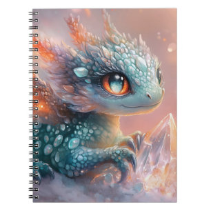 Adorable Baby Dragon with Crystal Gem: Fantasy Art Notebook