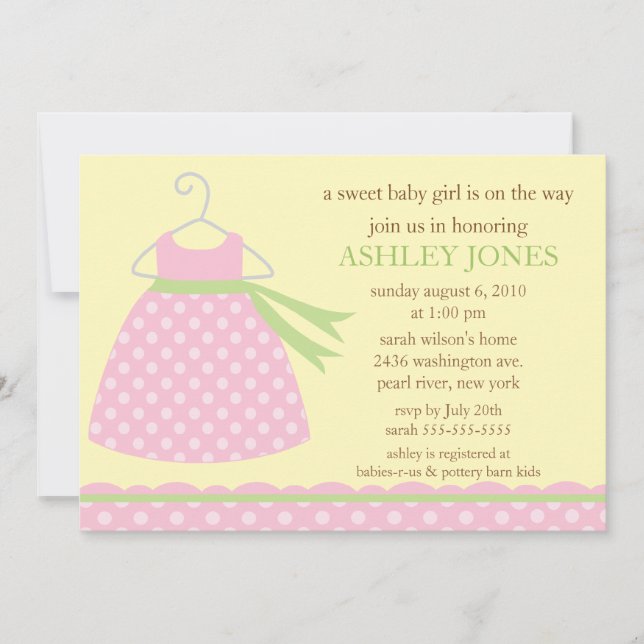 Adorable Baby Dress Baby Shower Invitation (Front)